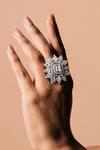 Buy_Prata_White Crystals Octagon Shaped Embellished Ring _at_Aza_Fashions