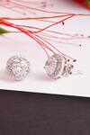 Buy_Prata_White Imitation Diamonds Embellished Circular Stud Earrings _at_Aza_Fashions