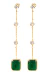 Buy_Prata_Green Diamonds, Stones Long Chain Dangler Earrings_at_Aza_Fashions