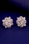 Buy_Prata_White Crystals Floral Pattern Daisy Stud Earrings _at_Aza_Fashions