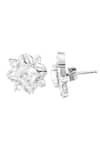 Shop_Prata_White Crystals Floral Pattern Daisy Stud Earrings _at_Aza_Fashions