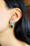 Buy_Prata_Green Crystals, Stones Nature Blossom Drop Earrings _at_Aza_Fashions