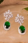 Shop_Prata_Green Crystals, Stones Nature Blossom Drop Earrings _at_Aza_Fashions