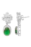 Prata_Green Crystals, Stones Nature Blossom Drop Earrings _Online_at_Aza_Fashions