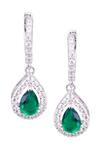 Buy_Prata_Green Crystals, Stones Drizzle Drop Earrings _at_Aza_Fashions