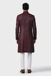 Shop_Raghavendra Rathore Jodhpur_Wine Linen Embroidery Regalia Achkan _at_Aza_Fashions