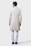 Shop_Raghavendra Rathore Jodhpur_Off White Linen, Silk Embroidery Diwani Khas Achkan _at_Aza_Fashions