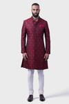 Raghavendra Rathore Jodhpur_Maroon Silk Persian The Ambrosia Achkan _Online_at_Aza_Fashions