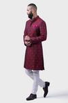 Buy_Raghavendra Rathore Jodhpur_Maroon Silk Persian The Ambrosia Achkan _Online_at_Aza_Fashions