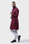 Shop_Raghavendra Rathore Jodhpur_Maroon Silk Persian The Ambrosia Achkan _Online_at_Aza_Fashions