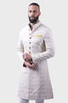 Buy_Raghavendra Rathore Jodhpur_Off White Silk Woven Floral The Paan Butti Achkan _at_Aza_Fashions