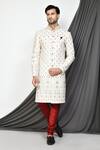 Buy_Aryavir Malhotra_Cream Mulberry Embroidered Zari Vintage Sherwani _at_Aza_Fashions