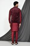 Shop_Aryavir Malhotra_Maroon Velvet Embroidery Paisley Pattern Bundi _at_Aza_Fashions