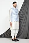 Aryavir Malhotra_Grey Kurta And Patiala Pant Dupion Silk Printed Mughal Bundi & Set _at_Aza_Fashions