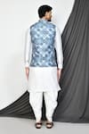 Shop_Aryavir Malhotra_Grey Kurta And Patiala Pant Dupion Silk Printed Tile Bundi & Set _at_Aza_Fashions