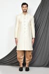 Buy_Aryavir Malhotra_Cream Sherwani Mulberry Embroidery Stripe Set _Online_at_Aza_Fashions