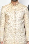 Aryavir Malhotra_Cream Sherwani Mulberry Embroidery Thread Set _Online_at_Aza_Fashions