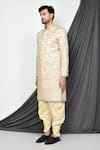 Shop_Aryavir Malhotra_Cream Sherwani Mulberry Embroidery Thread Set _Online_at_Aza_Fashions