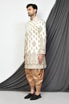 Aryavir Malhotra_Ivory Sherwani Mulberry Embroidery Thread Work Set _at_Aza_Fashions