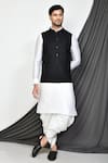 Buy_Aryavir Malhotra_Black Dupion Silk Solid Nehru Jacket And Kurta Set _at_Aza_Fashions