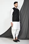 Buy_Aryavir Malhotra_Black Dupion Silk Solid Nehru Jacket And Kurta Set 