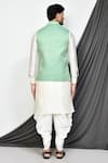 Shop_Aryavir Malhotra_Green Dupion Silk Leaf Motifs Kurta Set With Pattern Nehru Jacket _at_Aza_Fashions