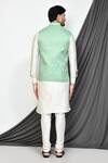 Shop_Arihant Rai Sinha_Green Silk Embroidery Thread Bundi And Kurta Set _at_Aza_Fashions