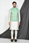 Buy_Arihant Rai Sinha_Green Silk Embroidery Thread Bundi And Kurta Set _Online_at_Aza_Fashions