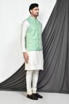 Arihant Rai Sinha_Green Silk Embroidery Thread Bundi And Kurta Set _at_Aza_Fashions