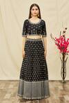 Khwaab By Sanjana Lakhani_Black Net Mirror Work Lehenga Set_Online_at_Aza_Fashions