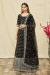 Khwaab By Sanjana Lakhani_Black Net Mirror Work Lehenga Set_at_Aza_Fashions