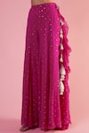 Payal Singhal_Pink Georgette Embroidery Sequin Round Neck Bandhani Pattern Choli And Sharara Set _Online_at_Aza_Fashions