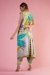 Shop_Payal Singhal_Green Crepe Printed Tropical Jacket Open Jogger Pant Set _at_Aza_Fashions