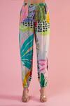 Payal Singhal_Green Crepe Printed Tropical Jacket Open Jogger Pant Set _Online_at_Aza_Fashions