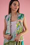 Buy_Payal Singhal_Green Crepe Printed Tropical Jacket Open Jogger Pant Set _Online_at_Aza_Fashions
