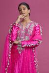 Buy_Payal Singhal_Pink Silk Woven Notched Kurta Palazzo Set _Online_at_Aza_Fashions