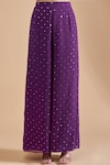 Payal Singhal_Purple Georgette Woven Leheriya Notched Stripe Kurta Palazzo Set _Online_at_Aza_Fashions