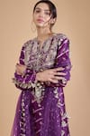 Buy_Payal Singhal_Purple Georgette Woven Leheriya Notched Stripe Kurta Palazzo Set _Online_at_Aza_Fashions