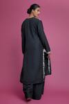 Shop_Payal Singhal_Blue Silk Embroidered Abla Notched Round Neck Floral Applique Kurta Palazzo Set _at_Aza_Fashions