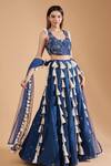 Buy_Payal Singhal_Blue Georgette Embroidered Abla U Neck Thread Blouse Lehenga Set _at_Aza_Fashions