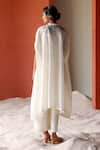 Shop_Shikha Mehta_Ivory Silk, Chanderi Ani Embroidered Cape Pant Set _at_Aza_Fashions