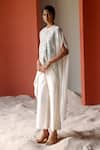 Shop_Shikha Mehta_Ivory Silk, Chanderi Ani Embroidered Cape Pant Set _Online_at_Aza_Fashions