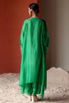 Shop_Shikha Mehta_Green Silk, Chanderi Mirrors Round Zoya Floral Vine Embroidered Kurta With Pant _at_Aza_Fashions