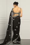 Meenagurnam_Black Net, Georgette Mirrors, Beads, Zari Embroidered Saree With Blouse _Online_at_Aza_Fashions