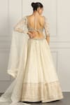 Shop_MeenaGurnam_White Georgette Embroidered Zari Plunged V Sequin And Bead Bridal Lehenga Set _at_Aza_Fashions