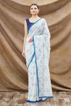 Khwaab by Sanjana Lakhani_Blue Georgette Crochet Lace Border Sequin Saree_at_Aza_Fashions