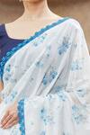 Shop_Khwaab by Sanjana Lakhani_Blue Georgette Crochet Lace Border Sequin Saree_Online_at_Aza_Fashions