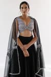 Ridhimaa Gupta Black Silk Organza, Viscose, Cotton Embroidery Sadka Resham Blouse Lehenga Set Online at Aza Fashions Ridhimaa Gupta_Black Silk Organza, Viscose, Cotton Embroidery Sadka Resham Blouse Lehenga Set _Online_at_Aza_Fashions