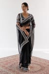 Buy_Ridhimaa Gupta_Black Pure Silk Organza Brahma Resham Saree With Unstitched Blouse Piece _at_Aza_Fashions