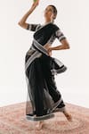 Ridhimaa Gupta_Black Pure Silk Organza Brahma Resham Saree With Unstitched Blouse Piece _Online_at_Aza_Fashions